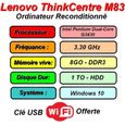 Ordinateur de Bureau Complet Lenovo thinkCentre M83 Pentium - 8go - 1 To hdd- 19"- wifi-3