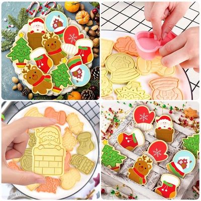 Lot De 6 Emporte-pièces Biscuits Noël 3D - Formes Père Noël, Sapin, Bonhomme De Neige... - En Plastique PP, Lavable Au Lave-vaisselle - 9