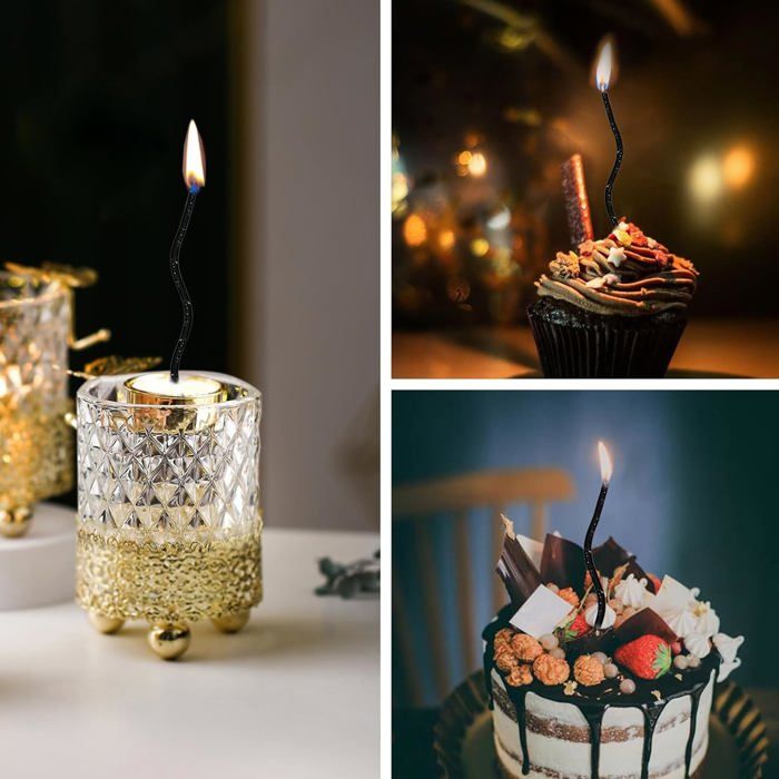 12 Bougies Anniversaire Multicolores - Spirale Avec Support - Paraffine Qualité - Pour Gâteaux Et Fêtes