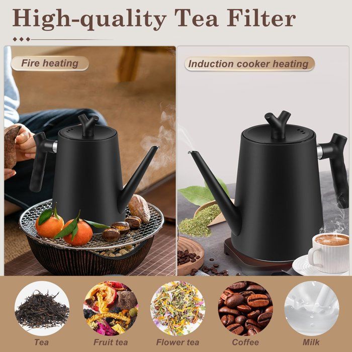 Théière En Inox 1L Avec Infuseur Amovible - Double Paroi Isolante, Compatible Induction Et Gaz - Design Moderne, Facile à Nettoyer - 4