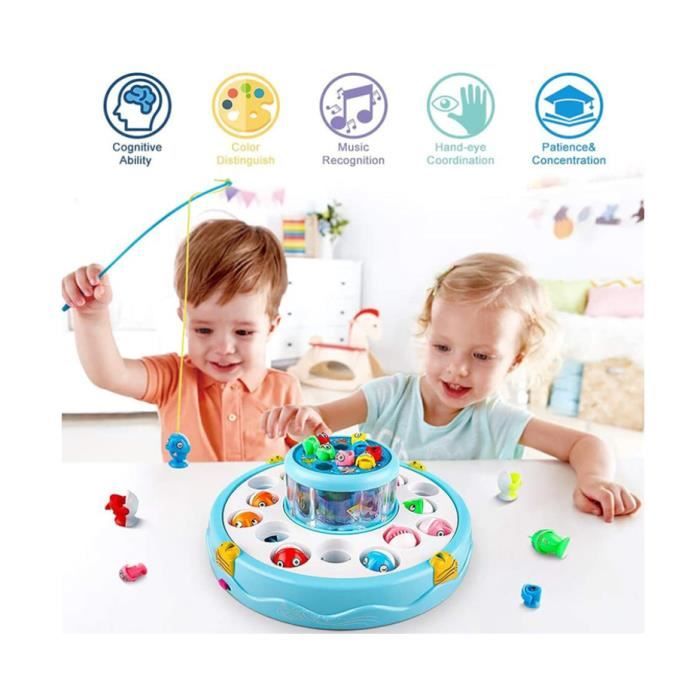 Ensemble de Jeu de Pêche Magnétique 15 Poissons et 4 Cannes Jeux de Société Rotatifs avec Musique Jouets de Pêche pour Enfants et Tout-Petits de 3 4 5 6 7 8 Ans Ensemble de Jeu de Pêche Magnétique 15 Poissons et 4 Cannes Jeux de Société Rotatifs avec Musique Jouets de Pêche pour Enfants et Tout-Petits de 3 4 5 6 7 8 Ans