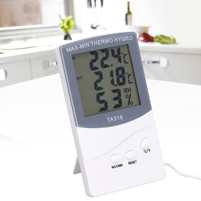 Thermometre numerique digital 50 à 70°c interieur exterieur sonde  temperature horloge