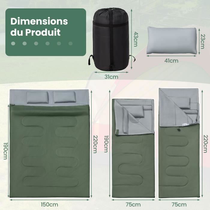 Sac De Couchage En Polyester Ultra Léger – 380g à 980g, Avec Poche Et Sac De Transport, Pour Camping Ou Voyage