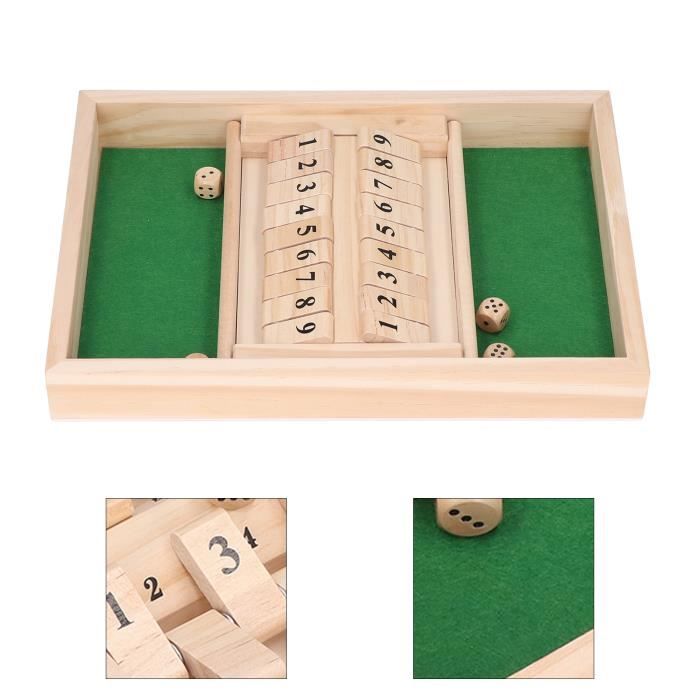Plateau de jeu de dés en bois avec 12 chiffres, boîte fermée