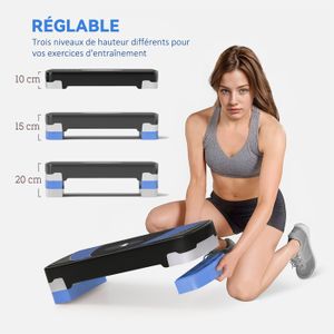 Step Physionics ® Step d'Aérobic - Hauteur Réglable en 2 Niveaux, Antidérapant, Charge Max. 200