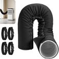 Gaine isolante climatisation portable – – 3 couches anti-UV avec 4 sangles – pour tuyau 12,7/15cm – Noir