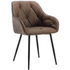 WOLTU Chaise de Salle à Manger, Chaise de Cuisine Rembourrée en Simili Cuir, Pieds en Métal, Marron foncé W0ATT0145-1