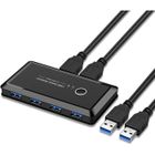 GOTOSEEU Commutateur USB 3.0 2 entrées 4 sorties pour partager périphériques entre 2 PC - Noir