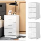 COSTWAY Lot de 2 Caisson de Bureau Meuble de Rangement avec 3 Tiroirs pour Feuilles A4, Lettre,Dossiers 37 x 34 x 66,5 CM Blanc