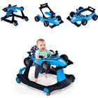 DREAMADE Trotteur Bébé Evolutif 3 en 1 Pliable avec Hauteur Réglable, Musique et Lumière, Forme de Voiture, pour 6-18 Mois, Bleu
