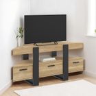 IDMARKET Meuble TV 110 cm d'angle PHOENIX avec tiroir bois et noir