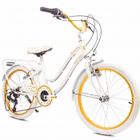 SUN BABY Vélo Enfant - Heart Bike - Roues 20" - 6 à 10 ans - V-Brake - porte-bagages - garde-boue - Blanc et Jaune