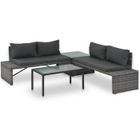 vidaXL Salon de jardin 3 pcs avec coussins Résine tressée Gris