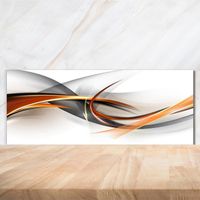 Tulup 125x50cm Crédence de cuisine sur verre sécurité:- Art: moderne classique - Abstraction Des Vagues - Orange