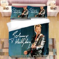 CDD-14 Johnny Hallyday parure de lit imprimée en 3D ensemble de literie avec housse de couette et taies d'orei Taille:220X240cm