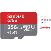 SanDisk Carte Mémoire microSDXC Ultra 256 Go Vitesse de Lecture Allant jusqu'à 120MB/S, Classe 10, U1, homologuée A1