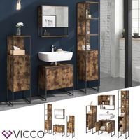 Ensemble mobilier de salle de bains Vicco Loft Fyrk Vintage, armoire de toilette, meubles de salle de bains, meuble sous-vasque