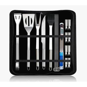 USTENSILE HAOPYOU Ustensiles Barbecue kit Barbecue avec Brosse Nettoyage 18 pices Accessoires Barbecue Portables en Acier Inoxydable pour