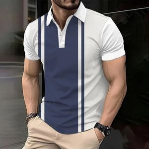 POLO Polo à manches courtes pour hommes,chemise rayée,b