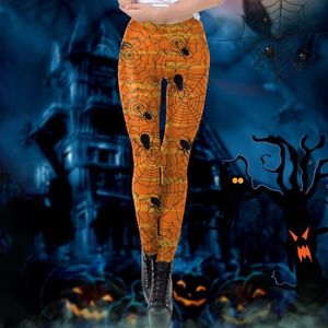 Femme Halloween Pleine Longueur Cheville Citrouille Crâne Effrayant Jeggings Leggings 