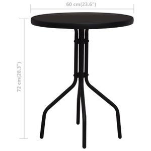 Ensemble table et chaise de jardin FAN - Ensemble de bistro 3 pcs Rotin PVC Noir - DX0167