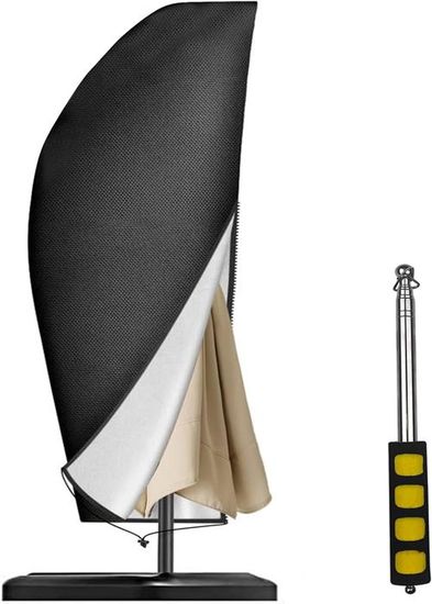 Tige Télescopique Housse Protection Parasol Déporté VANSHEIM 220cm - Bâche Imperméable 420D Oxford Pour Parasol Jardin Boule De Petanque