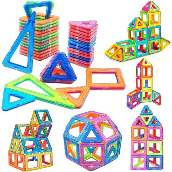 Desire Deluxe Lot de 100 blocs de construction magnétiques pour enfants de 3 ans et plus, jouet éducatif pour le développement du cerveau, cadeau d'anniversaire