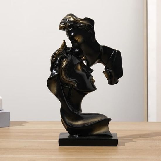 Statue De Couple Créative En Forme De Baiser - Statue En Or Résine Baisers Amant Sculpture