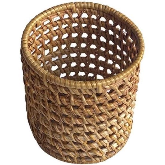 Porte-crayon En Rotin - Corbeille En Osier Petite Taille, Pour Bureau, Maquillage, Ustensiles, Décoration Naturelle