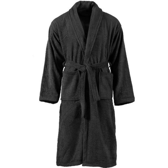 Luxueux Peignoir unisexe Terry 100 % Robe de Chambre Peignoir de Bain-Peignoir Unisexe homme femme en Coton Noir XL Chic🐳5347