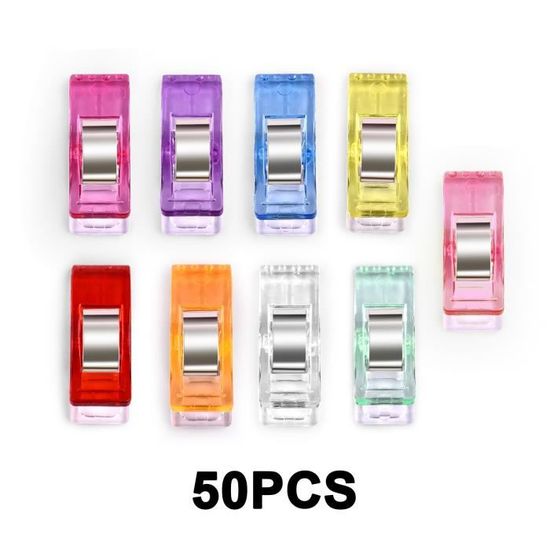 50 Pièces Pince à Coudre, Clips Pinces en Plastique, Clips Couture Polyvalentes Accessoire Machine à Coudre, pour Tenir Le Tissu, Couture, Quilting, Crochet(Couleurs Assorties