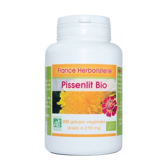 200 Gélules De Racine De Pissenlit BIO AB - Dosage 270 Mg - France Herboristerie