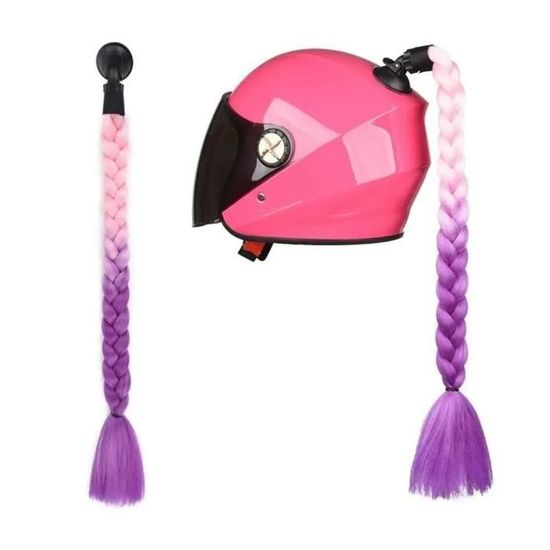 Tresse Décorative Pour Casque De Moto JAWSEU - Queue De Cheval Tressée Avec Ventouse Amovible - Accessoire Femme