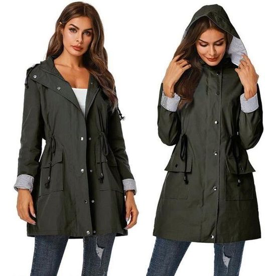 Giolshon Veste Coupe-Vent Légère Pour Femme - Manteau Imperméable Zippé à Manches Longues Avec Capuche, Parfait Pour L'Extérieur