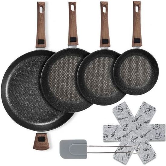 EliteHoff Lot De 4 Poêles à Induction - 4 Pièces - 3 Poêles à