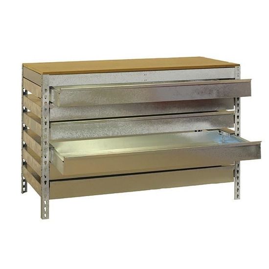 Simon Rack Établi D'Atelier 400 Kg – Table De Travail Galvanisée + Bois 842x910x610 Mm Avec Étagère Et Tiroir