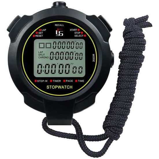 Chronomètre Sportif JZK PC2810 - 10 Mémoires, Compte à Rebours, Alarme | Pour Coach, Athlètes, Natation, Football