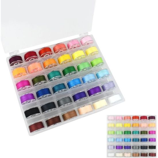 36 Canettes Pour Machine à Coudre - Bobines De Fil 36 Couleurs, Avec Boîte De Rangement Transparente - Pour Couture, Broderie, Projets DIY