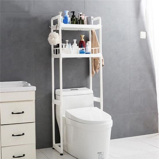 Meuble de WC Armoire en fer Étagère dessus toilette Stockage rangement