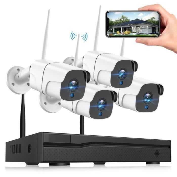 TOGUARD Kit de Caméra Surveillance 4pcs 1080P WiFi Camera + 1*8CH Enregistreur NVR,Extérieure Sécurité Video