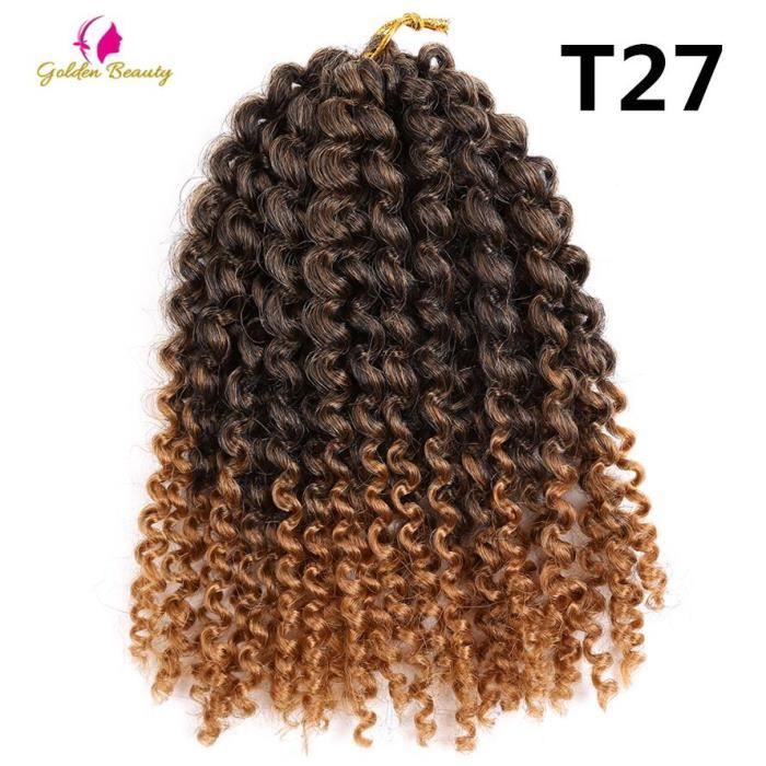 T1B - 27 une pièce Golden Beauty Marley Curly Crochet Tresses Cheveux Ombre Synthétique Crépus Twink Tressage Extensions De Cheveux