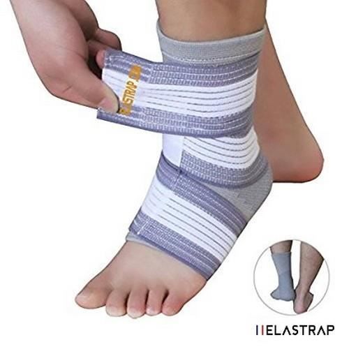 Chevillère + Bande élastique de strapping à scratch velcro - Elastrap - Bandage protège cheville - protection sport,loisirs ...