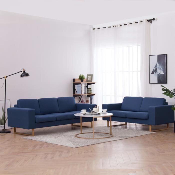 Luxueux -Ensemble Canapés De Relaxation 3 + 2 places - Sofa Canapé de salon Tissu Bleu