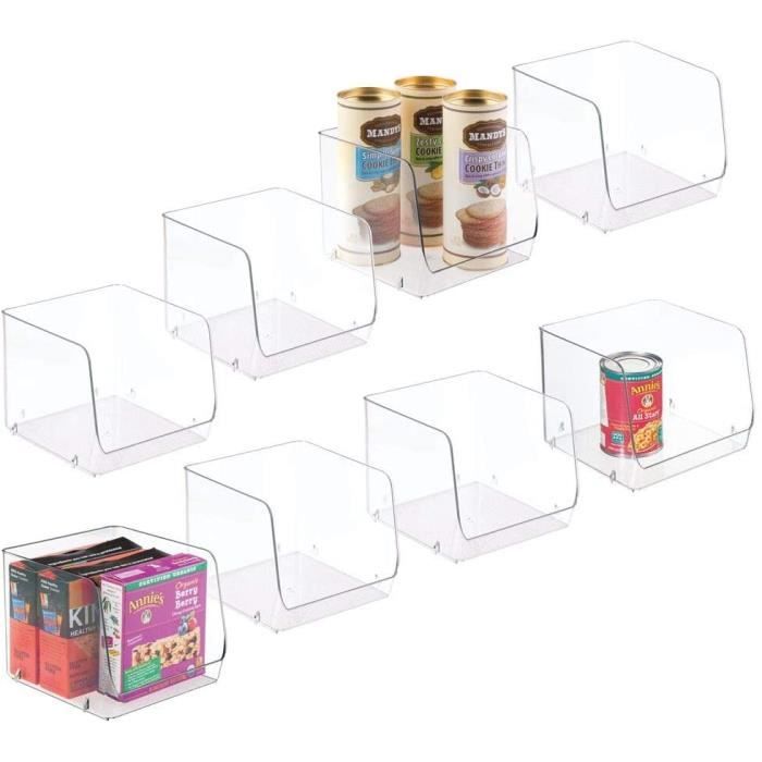 mDesign Boite de Rangement pour Le frigo ou Le Garde-Manger (Lot de 8) – Boite empilable pour la Cuisine – Grand bac en Plastique po