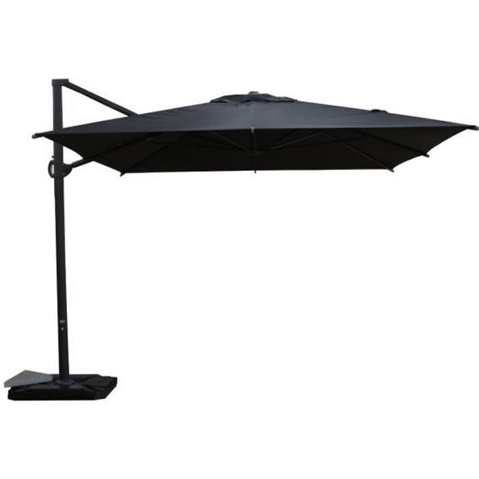 SORARA Roma Parasol Déporté Jardin - 300 x 400 cm - Rectangulaire - Gris - Inclinable