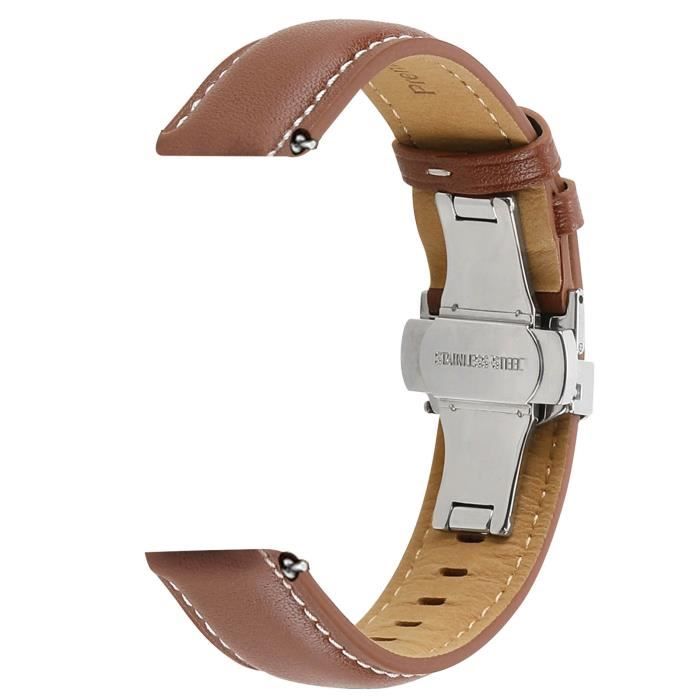 Bracelet pour Galaxy Watch 5 / 5 Pro / 4 Cuir véritable Boucle Papillon camel