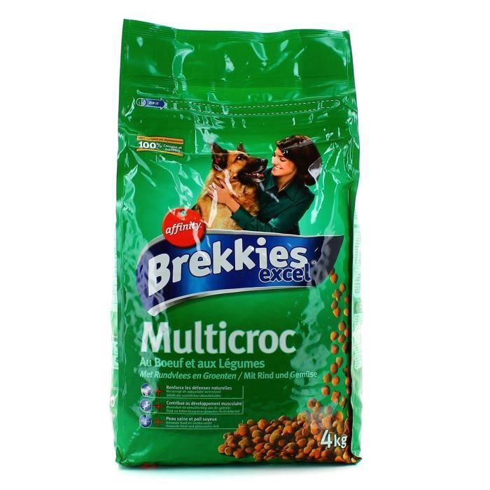 BREKKIES Croquettes bœuf et légumes Multicroc - Chien - 4 Kg
