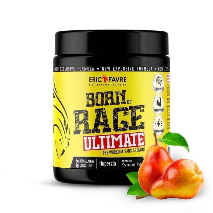 Eric Favre - Born of Rage Ultimate - Préworkout sans créatine - Boosters & Pre Work Out - Poire - 250g