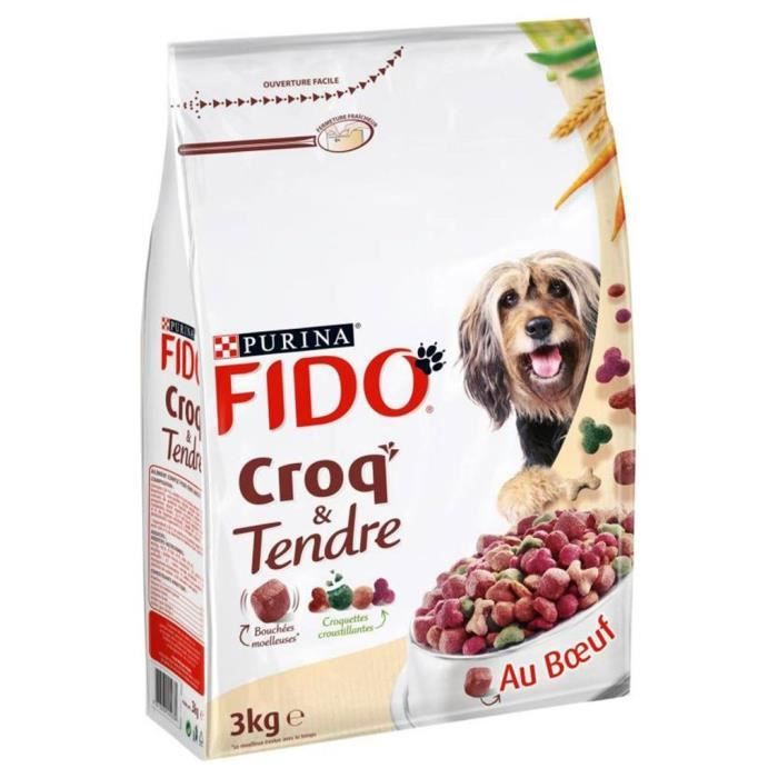Fido Croquettes Croq et Tendre Chiens au Boeuf 3Kg (lot de 3)