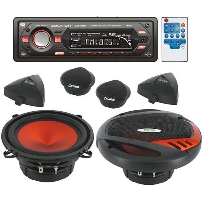 Pack autoradio CD/MP3 4x70w + kit haut-parleurs 13cm 550w